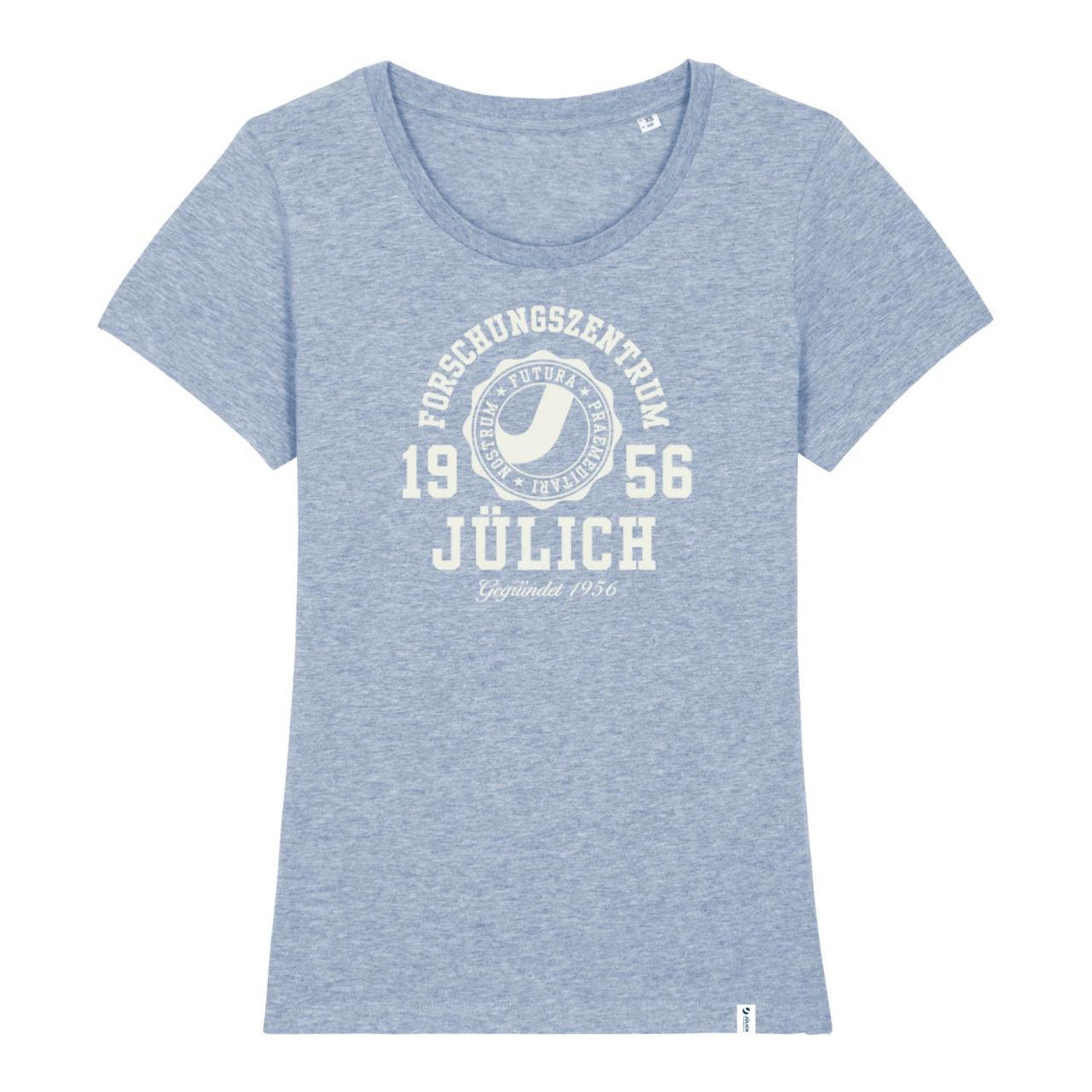 Women's Organic T-Shirt, cream heather blue, marshall.flock.white