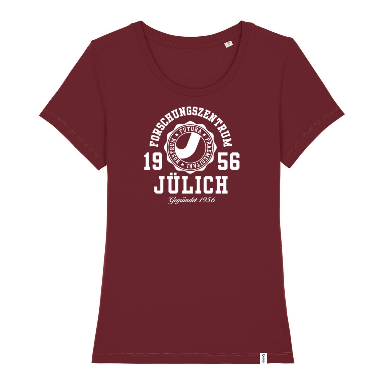 Women's Organic T-Shirt, burgundy, marshall